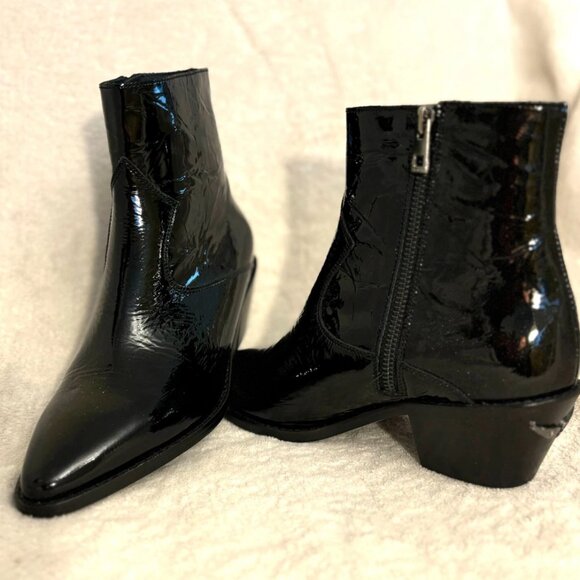 Zadig & Voltaire Woman's Black Ankle Boots Leather US 7.5 EU 38 New-No Tags - Picture 3 of 16